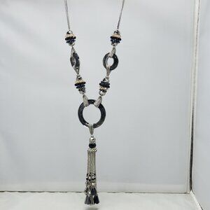 ALI khan uber statement pendant neck in faceted donut crystals and glass beads